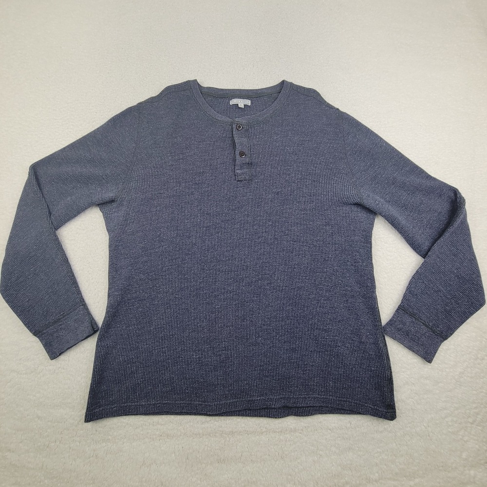 Wallace &‎ Barnes Henley Sweater Mens XL Waffle Knit Pullover Long Sleeve Casual